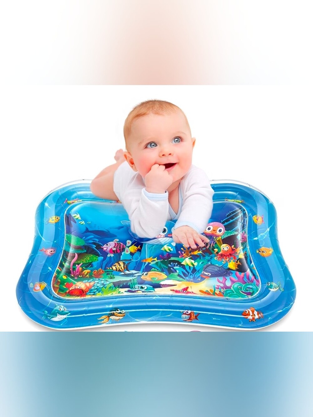 Infinno Blue Inflatable Tummy Time Water Play Mat - Underwater Aquarium Design